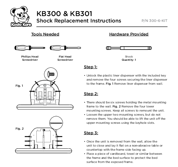 300-6-KIT - SHOCK KIT for KB300-Series Horizontal and KB301-Series Vertical Changing Stations