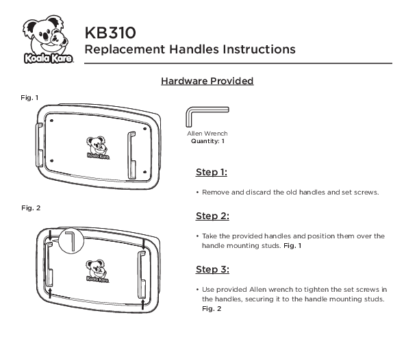 310-22BLK-KIT - REPLACEMENT HANDLES for KB310-SSRE-MBLK and KB310-SSWM-MBLK Changing Stations