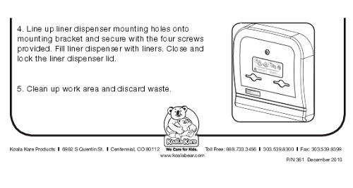 465-00-KIT - LINER DISPENSER KIT for CREAM / BEIGE KB200-00 Horizontal Changing Station