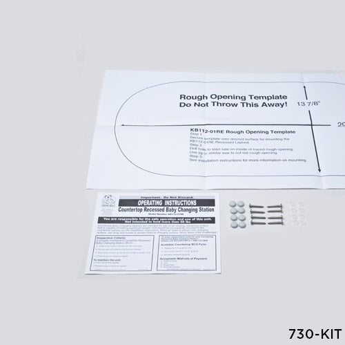 730-KIT - INSTALLATION KIT for KB112-01RE Recess-Mounted Lay Bed Changing Station