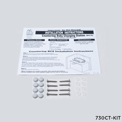 730CT-KIT - INSTALLATION KIT for KB112-01CT Surface-Mounted Lay Bed Changing Station