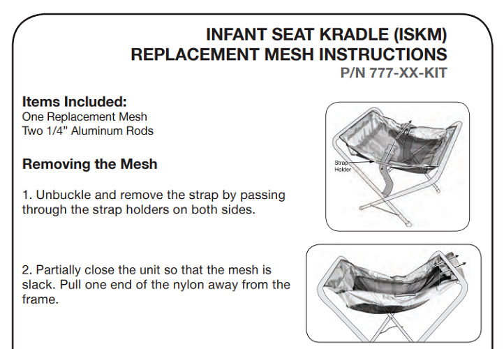 777-09-KIT - MESH NETTING KIT for KB115-09 BROWN Infant Seat Kradle