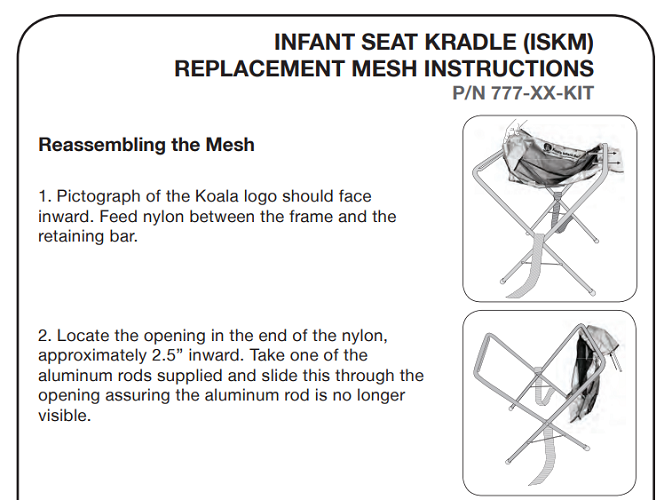 777-99-KIT - MESH NETTING KIT for KB115-99 BLUE/WHITE Infant Seat Kradle