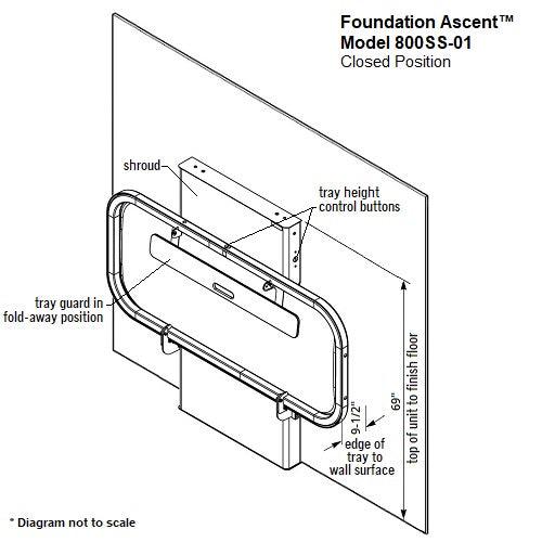 FOUNDATIONS® 800SS-01 ASCENT™ Universal Changing Station  Surface-Mounted, Horizontal-Folding Electric Stainless Steel Special Needs Changing Station