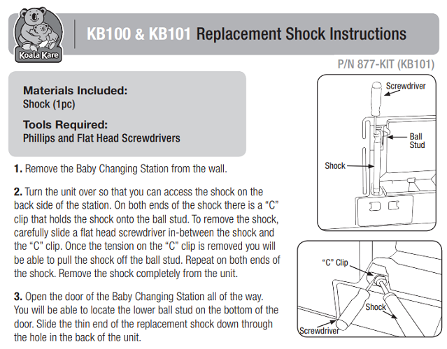 877-KIT - SHOCK KIT for KB101-Series Surface-Mounted Vertical Changing Station