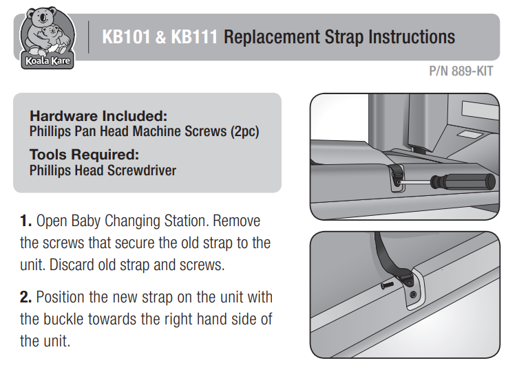 889-KIT - STRAP KIT for all KB101-Series and KB111-Series Vertical Changing Stations