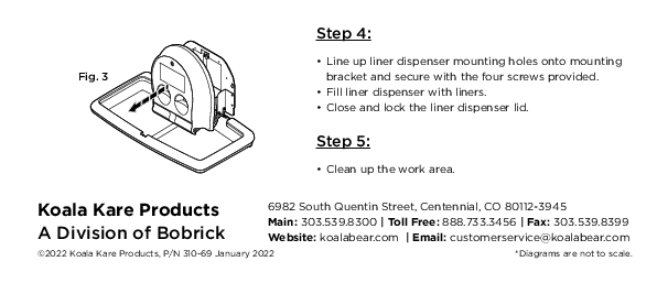 310-38-05-KIT - LINER DISPENSER KIT for WHITE GRANITE KB300-05 Horizontal and KB301-05 Vertical Changing Stations