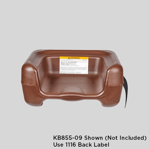 1116 - BACK LABEL for KB854, KB854-S, KB855 & KB885-S Restaurant Booster