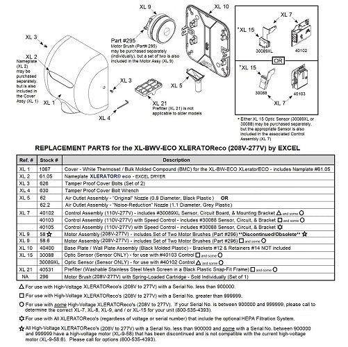 Excel XL-BWV-ECO XLERATOReco with HEPA Filter REPLACEMENT CONTROL ASSEMBLY with SPEED CONTROL (Part Ref. XL 7 / Stock# 40105)***