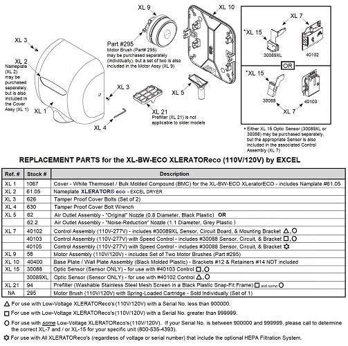 Excel XL-BW-ECO XLERATOReco with HEPA Filter REPLACEMENT CONTROL ASSEMBLY with SPEED CONTROL (Part Ref. XL 7 / Stock# 40105)***