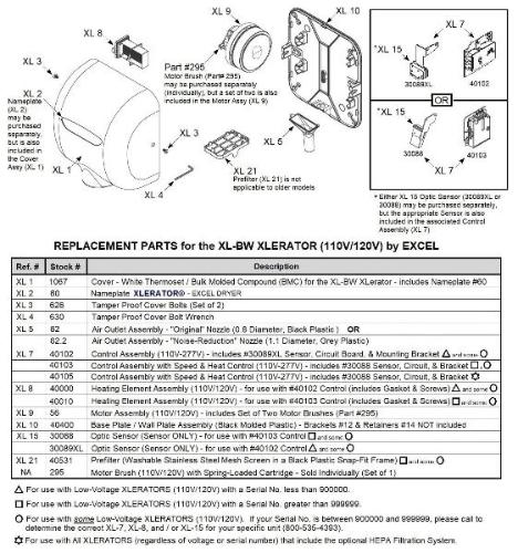 Excel XL-BW XLerator REPLACEMENT AIR OUTLET ASSEMBLY - NOISE REDUCTION 1.1 NOZZLE (Part Ref. XL 5 / Stock# 62.2)