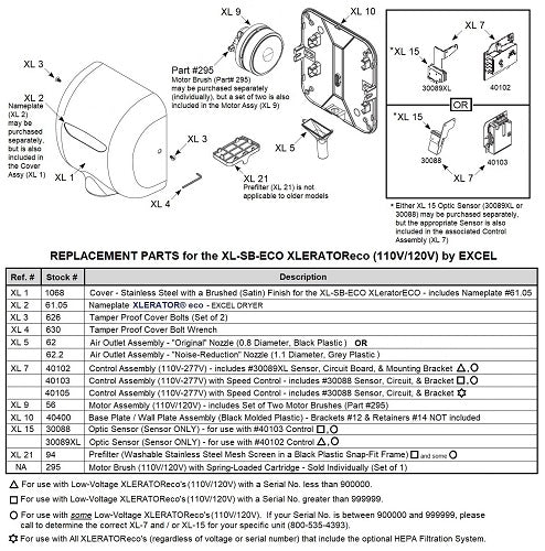 Excel XL-SB-ECO XLERATOReco with HEPA Filter REPLACEMENT CONTROL ASSEMBLY with SPEED CONTROL (Part Ref. XL 7 / Stock# 40105)***