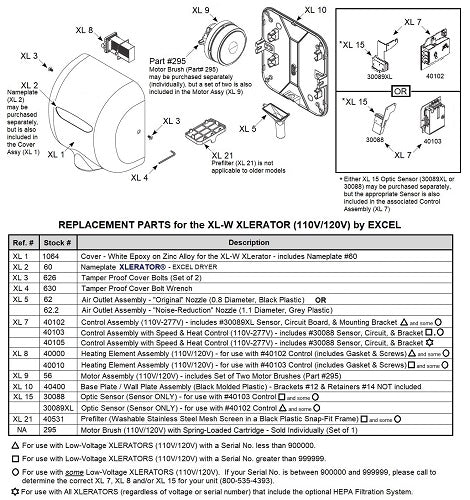 Excel XL-W XLerator REPLACEMENT CONTROL ASSEMBLY (Part Ref. XL 7 / Stock# 40102)*