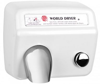 WORLD DRYER® A5-974 Model A Series Hand Dryer - Cast-Iron White Porcelain Push Button Surface-Mount