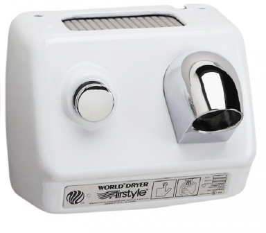 WORLD DRYER® B-974 Airstyle™ Model B Series Hair Dryer - Cast-Iron White Porcelain Push Button Su