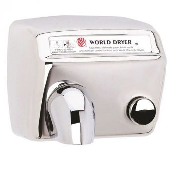 WORLD DRYER® DA5-972 Model A Series Hand Dryer - Polished Stainless Steel Push Button Surface-Mount