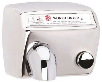 WORLD DRYER® DA52-972 Model A Series Hand Dryer - Polished Stainless Steel Push Button Surface-Moun