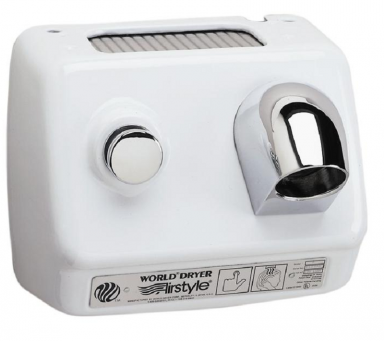 WORLD DRYER® DB7-974 Airstyle™ Model B Series Hair Dryer - White Epoxy on Steel Push Button Surfa