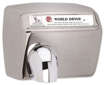 WORLD DRYER® DXA5-973 Model XA Series Hand Dryer - Brushed Stainless Steel Automatic Surface-Mounte