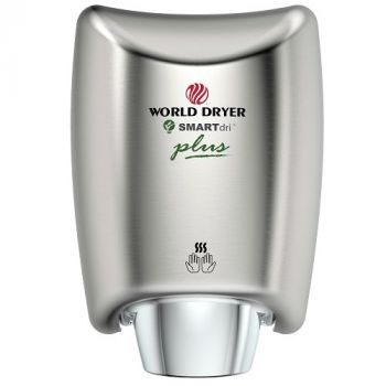 WORLD DRYER® K4-973P2 SMARTdri® Plus Hand Dryer - Brushed (Satin) Stainless Steel Automatic Surfac