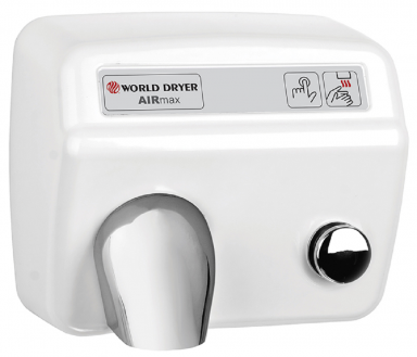 WORLD DRYER® M5-974 AirMax™ Series Hand Dryer - Cast-Iron White Porcelain High Speed Push Button 