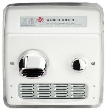 WORLD DRYER® RA54-Q974 Model A Series Hand Dryer - Cast-Iron White Porcelain Push Button Recessed (