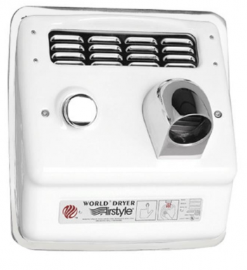 WORLD DRYER® RB7-974 Airstyle™ Model B Series Hair Dryer - Cast-Iron White Porcelain Push Button 