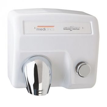 Saniflow® E85-UL PUSH-BUTTON Hand Dryer - Cast Iron Cover with White Porcelain Enamel Finish