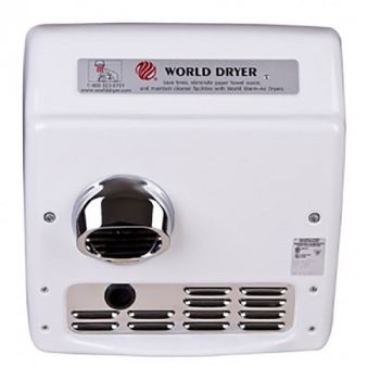 WORLD DRYER® XRA5-Q974 Model A Series Hand Dryer - Cast-Iron White Porcelain Automatic Recessed